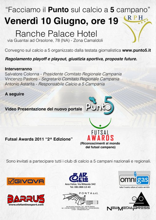 Domani al Ranch Palace il punto sul calcio 5 e i Futsal Awards