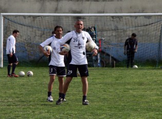Enzo Feola durante l'allenamento di oggi