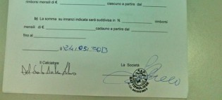 La scrittura privata di Antonio Libero Del Sorbo con la Battipagliese