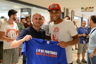 Baclet testimonial contro il razzismo (Foto Giuseppe Melone)