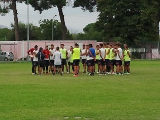 La Casertana durante l'allenamento a Recale