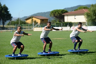 Cruciani, Cucciniello e Picirillo durante gli allenamenti (Foto Giuseppe Melone)