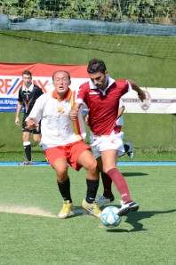 Capobianco in gol a Pomigliano (Foto Giuseppe Melone)