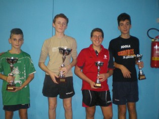 1° posto Antonino Amato Stet Mugnano, 2° Agostino Cirillo TT Avellino, 3° Gianluca Sollitto del TT San Nicola CE e Gianpiero Colella del TT Avellino