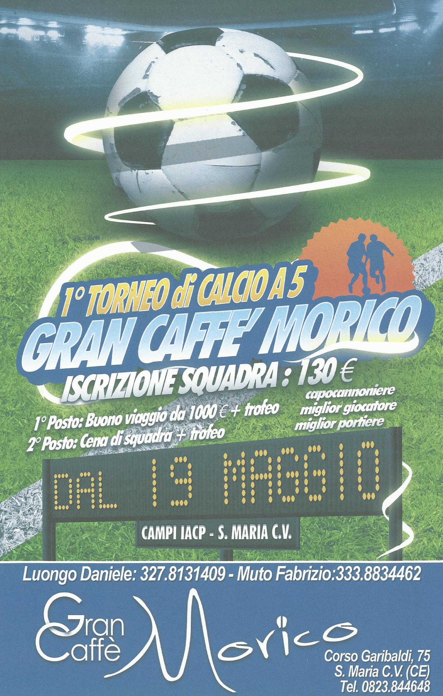 Ancora aperte le iscrizioni per il primo torneo “Gran Caffè Morico”