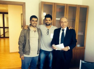 Nicola Mancino con il dg Pannone e l'agente Salvio Iodice