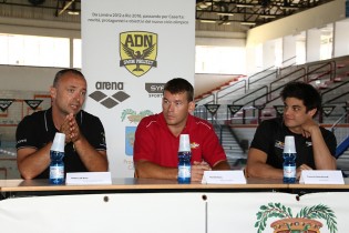Andrea Di Nino con Claes e Heersbrandt durante la conferenza