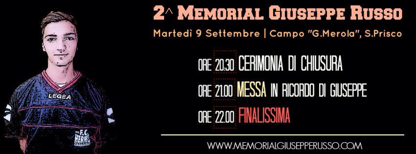 MEMORIAL GIUSEPPE RUSSO: Questa sera cerimonia di chiusura