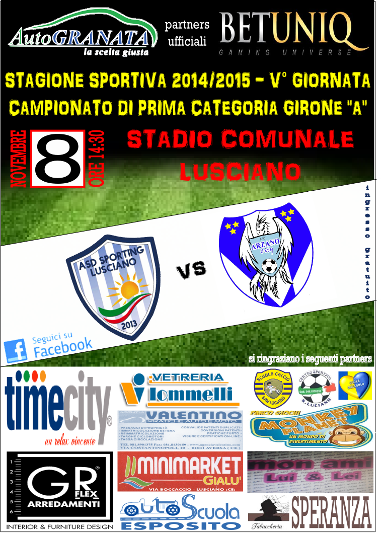 Contro l’Arzano City voglia di riscatto per lo Sporting Lusciano