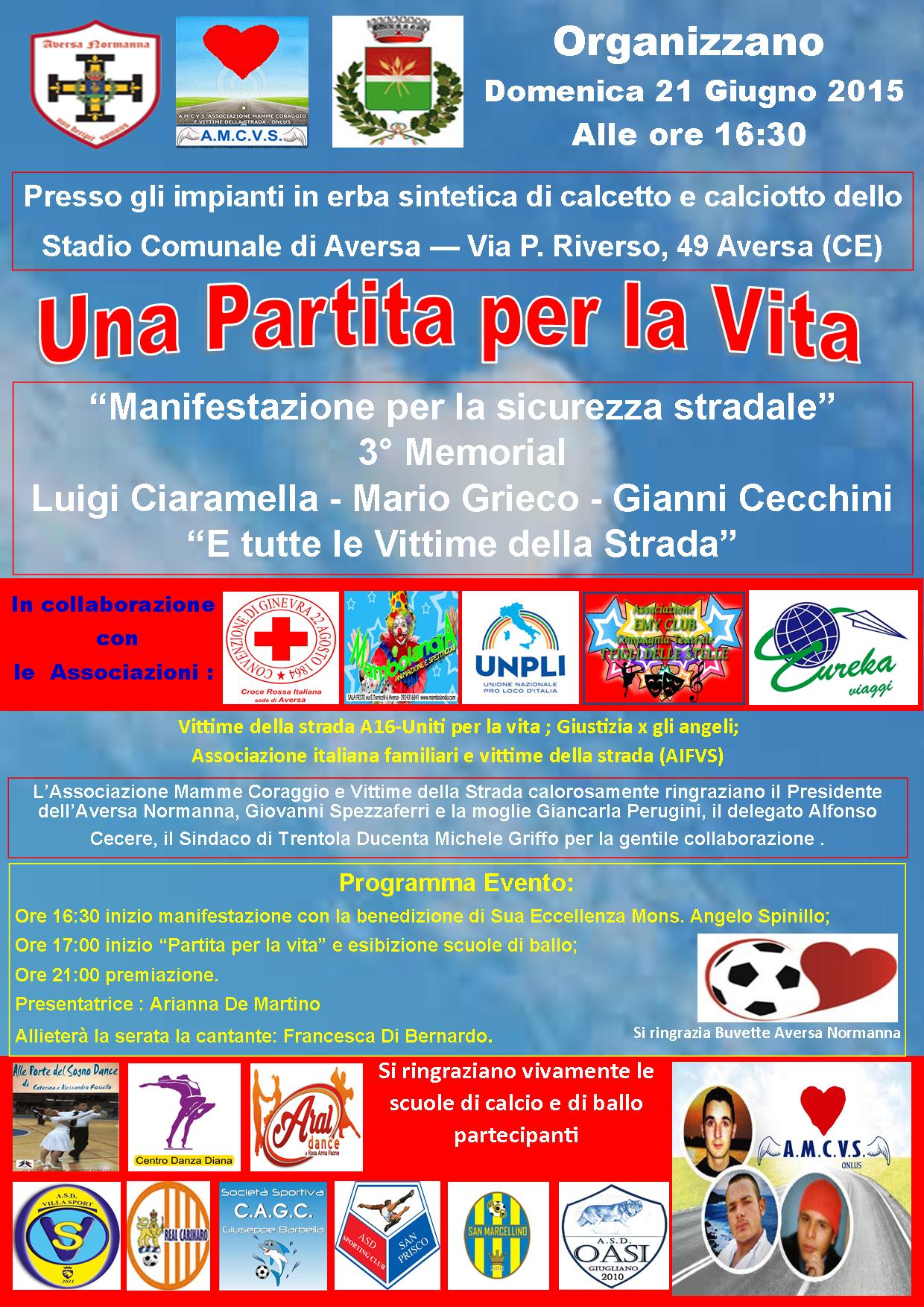L’Aifvs e l’Aversa ancora insieme: Al ‘Bisceglia’ domenica il 3° ‘Memorial vittime della strada’