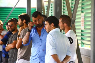 Bruno Di Napoli con Mario Finizio e Raffaele Biancolino durante Casertana-Equipe Campania