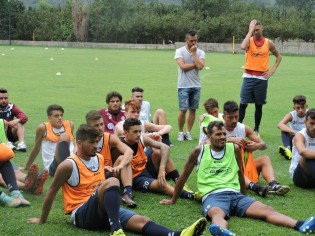 Un momento dell'inizio dell'allenamento a Serino