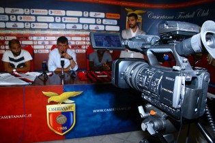 Un momento della conferenza stampa al Pinto