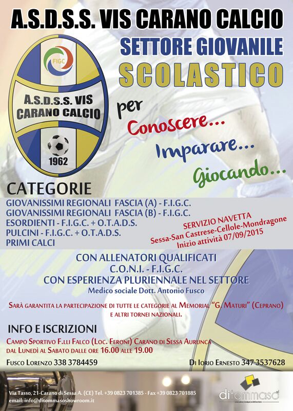 La locandina della Vis Carano Calcio