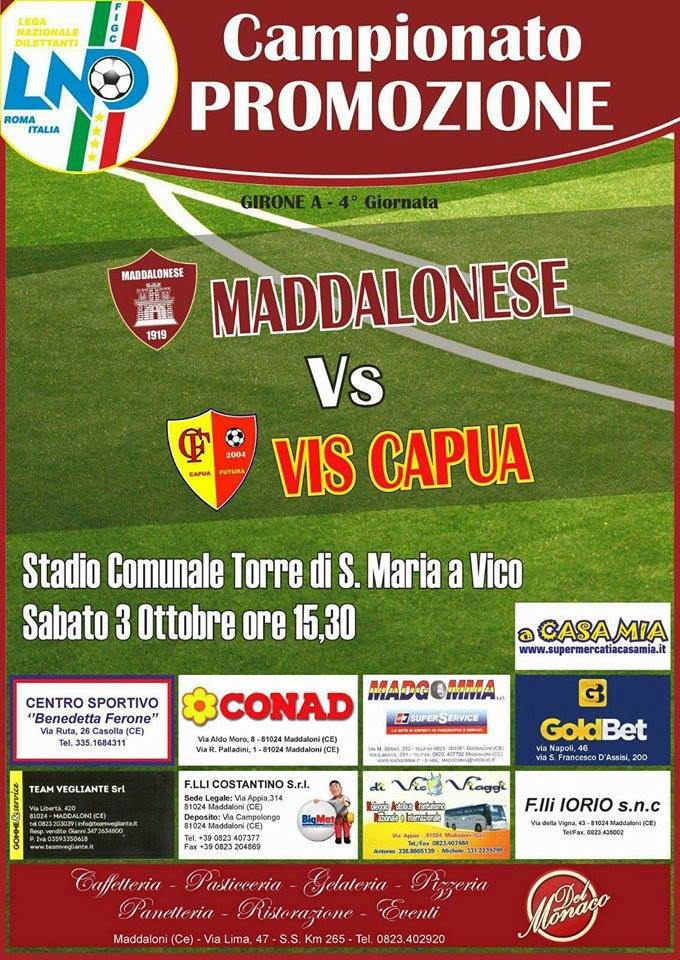 ‘Cappuccini’ ancora chiuso, Maddalonese-Vis Capua nuovamente a Santa Maria a Vico