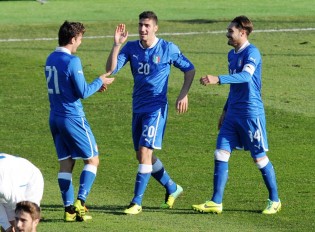 Marcello Trotta in maglia azzurra nell'Under21