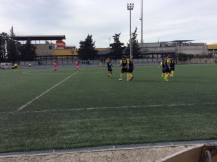 Esultanza della Sessana al gol di Marraffino 