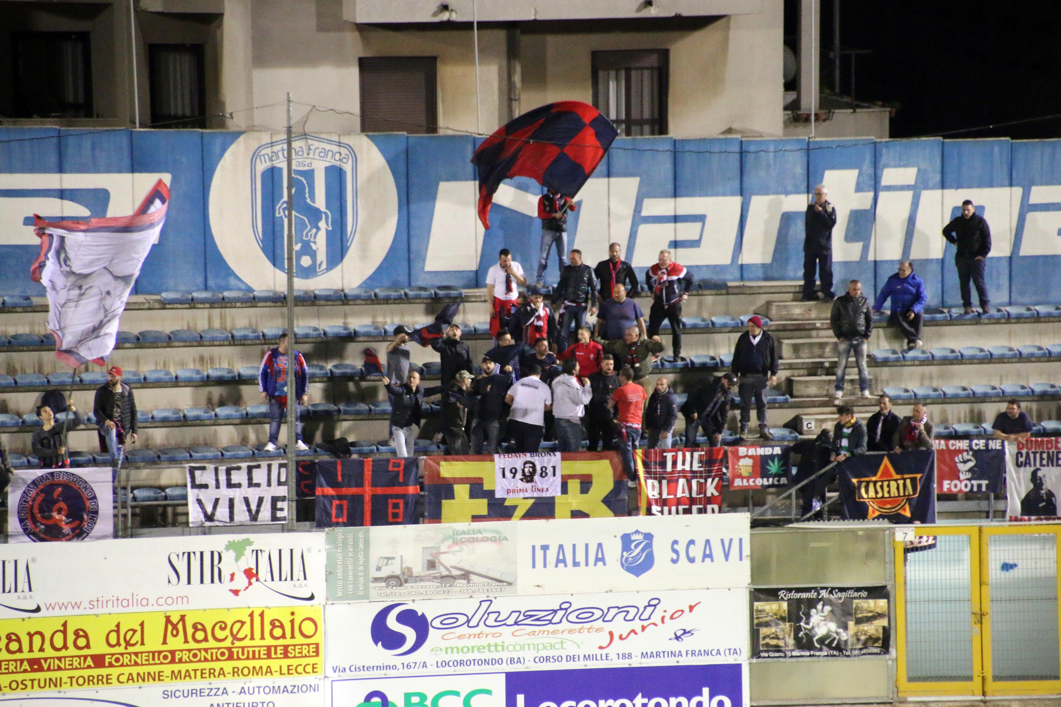 Martina-Casertana, brutte notizie per i tifosi rossoblù