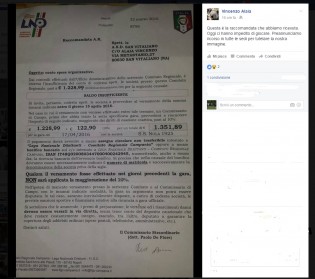 Il post di ieri sera del presidente del San Vitaliano Vincenzo Alaia