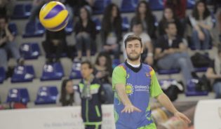 Michele De Caria durante il match con Leverano