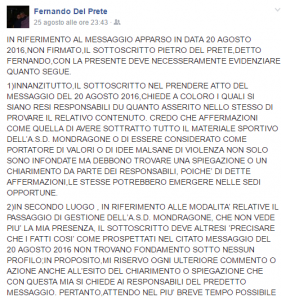 Il post di Fernando Del Prete