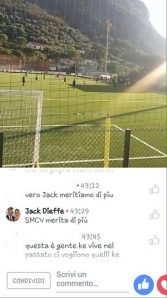 Lo screenshot di Giacomo De Felice (su facebook Jack Dieffe)