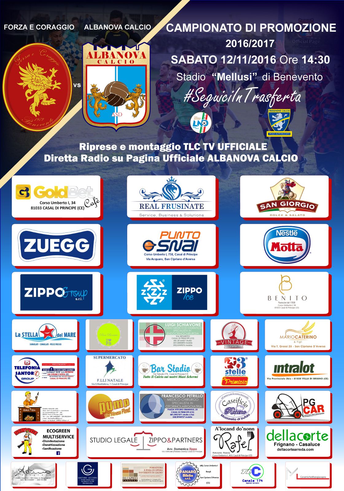 Albanova: tifosi pronti a sostenere la squadra in casa del Forza e Coraggio