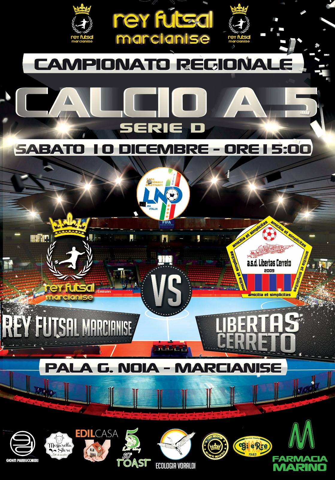 Esame da grande per la Rey Futsal Marcianise: sabato al Palanoia arriva la capolista Cerreto