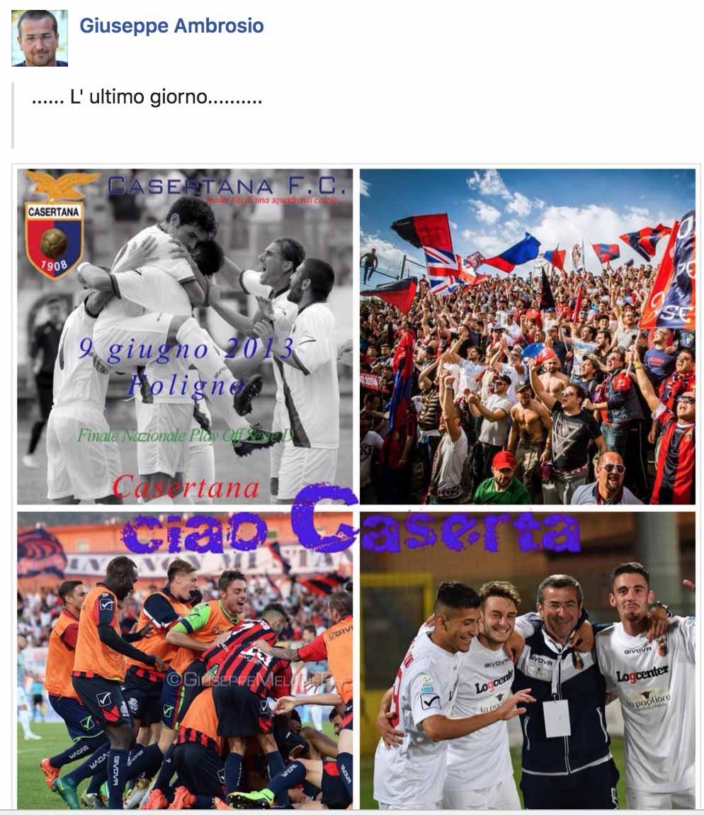 “Ciao Caserta”: il commosso arrivederci di Peppe Ambrosio alla piazza rossoblù