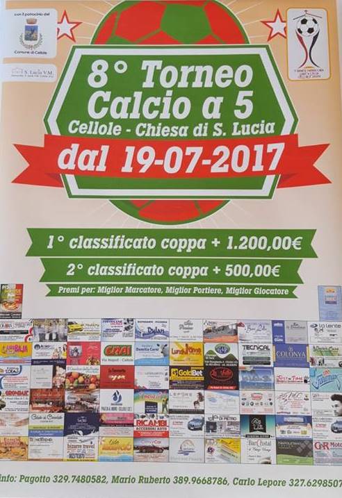 Parte stasera l’ottava edizione del “Torneo Parrocchia Santa Lucia” a Cellole