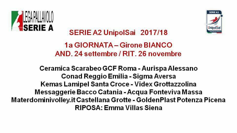 Sigma Aversa, ecco il calendario della Serie A2 Unipol Sai: si parte in trasferta a Reggio Emilia