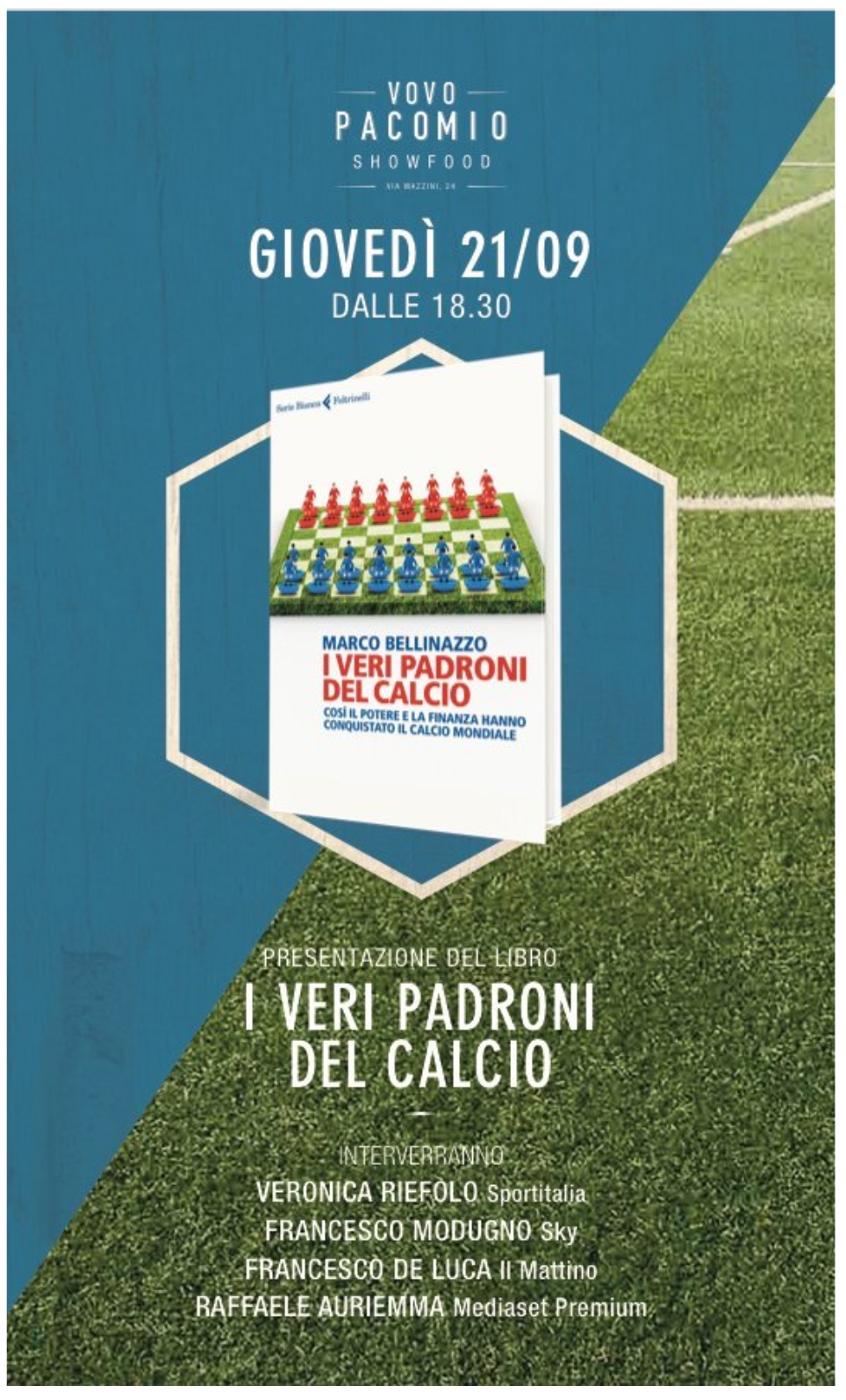 Giovedì al ‘Vovo Pacomio’ la presentazione del libro ‘ I veri padroni del calcio’