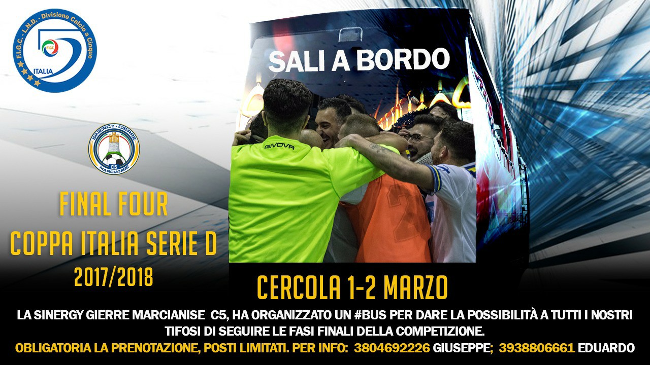 Sinergy Gierre Marcianise C5, un bus a disposizione dei tifosi per le Final Four di Coppa