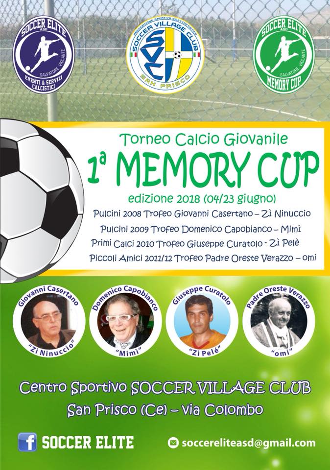 Ai nastri di partenza la prima edizione della “Memory Cup”, torneo di calcio giovanile con un testimonial di Serie A