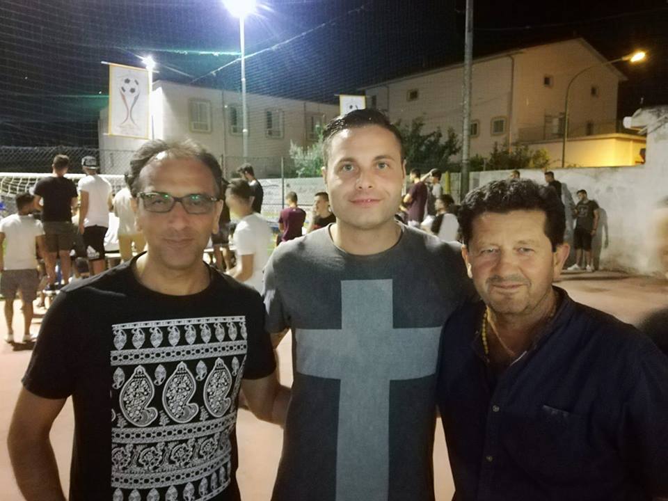 Gianluca Martino con il presidente Freda e l'allenatore Cimino