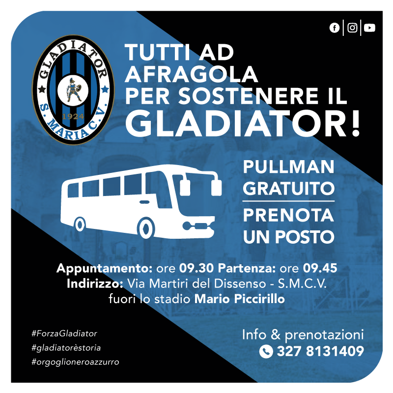 Il Gladiator si mobilita per il big match di Afragola: pullman gratuito per i tifosi