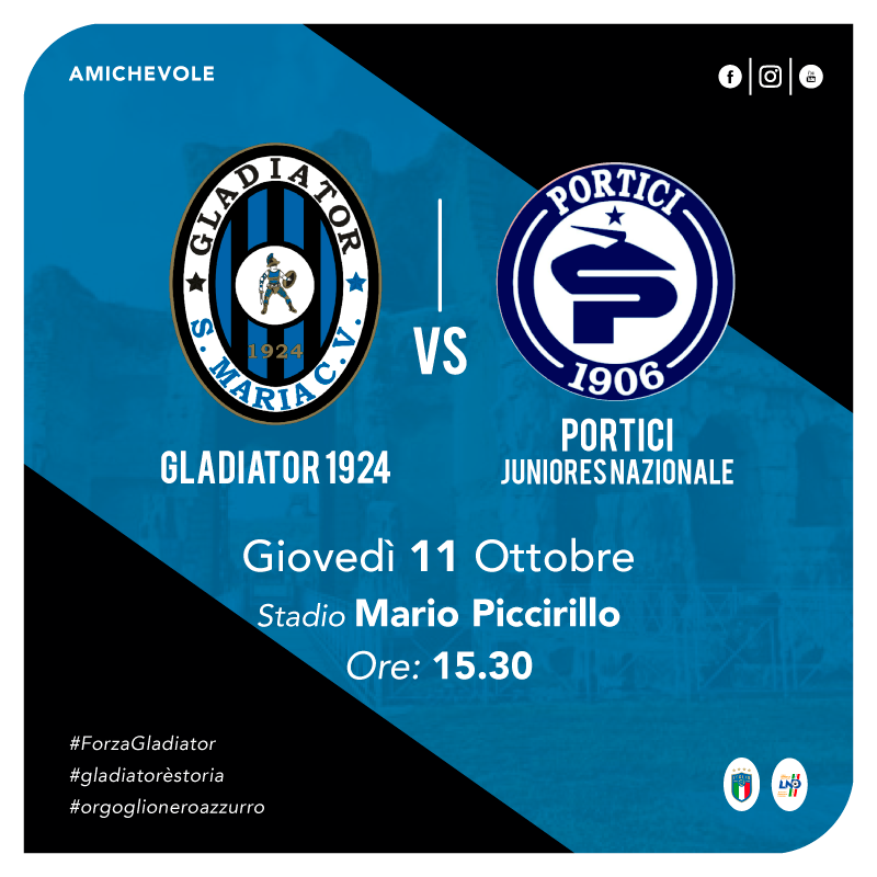 Gladiator, domani al “Piccirillo” amichevole contro la juniores nazionale del Portici