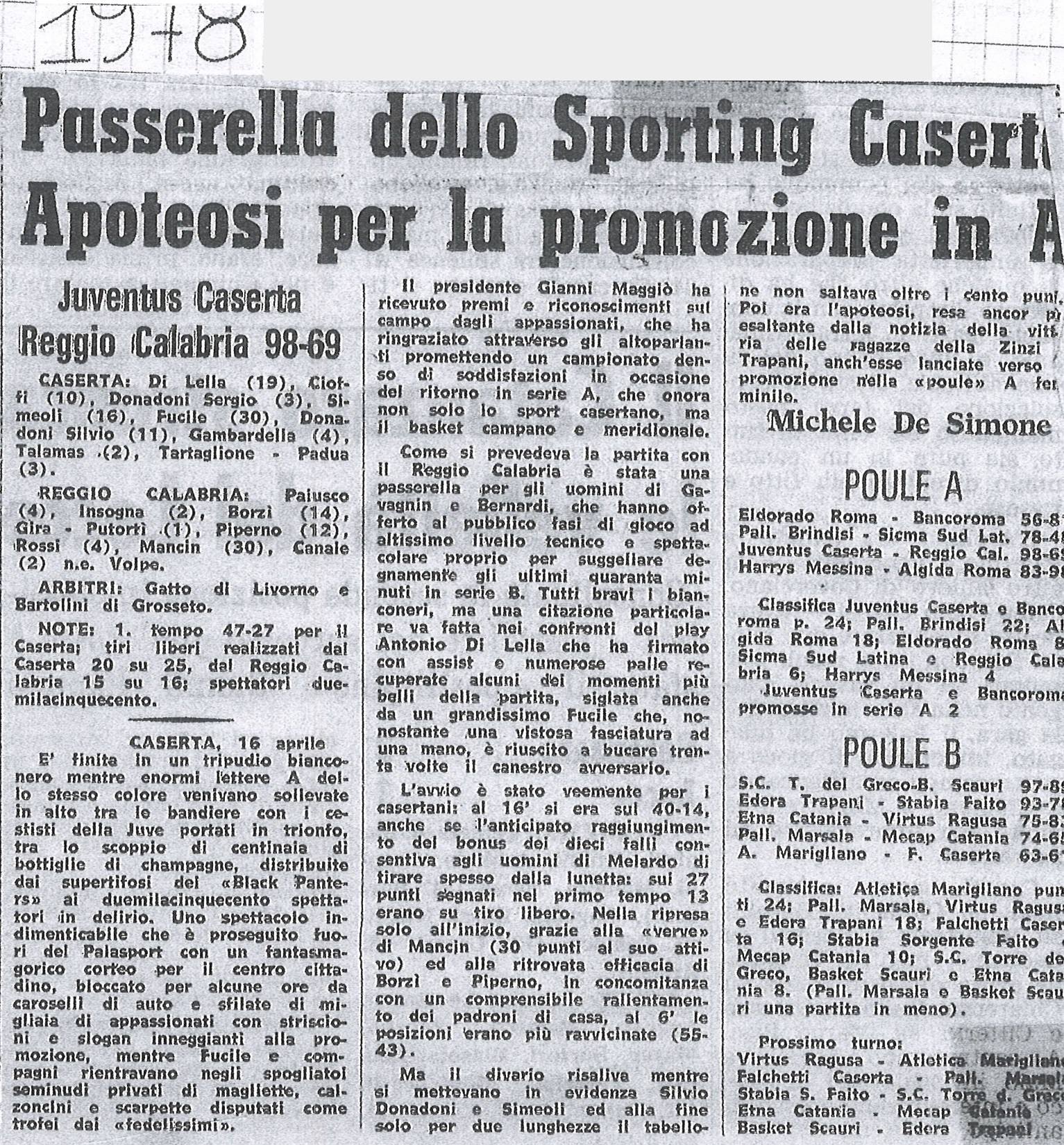 16-29-69-78: combinazione vincente. Ovvero: Caserta batte Reggio Calabria e ‘V(i)ola’ in serie A!