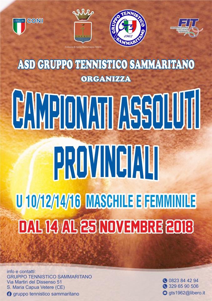 Al via gli Assoluti Giovanili Provinciali al circolo del Gruppo Tennistico Sammaritano