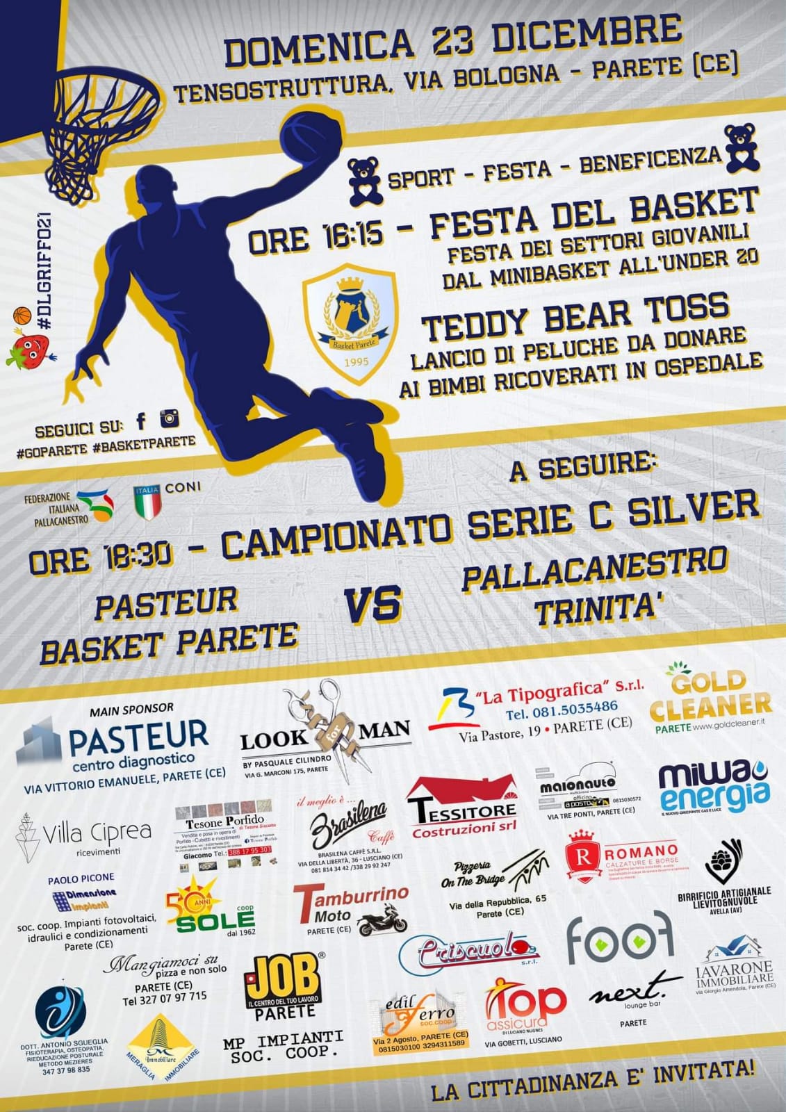 Sport e Beneficenza! Una domenica impegnativa per il Centro Diagnostico Pasteur Basket Parete