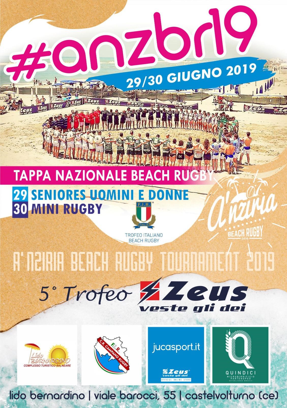 Il 29 e 30 giugno si terrà la seconda tappa del campionato di beach rugby a Castelvolturno
