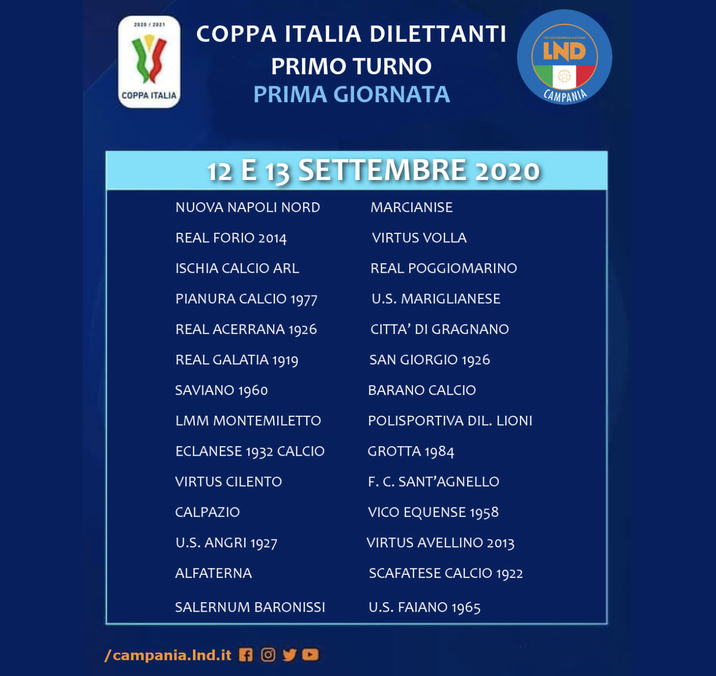 Scatta la Coppa Italia dilettanti, l’augurio del Presidente Zigarelli: “Torniamo ad emozionarci in campo”