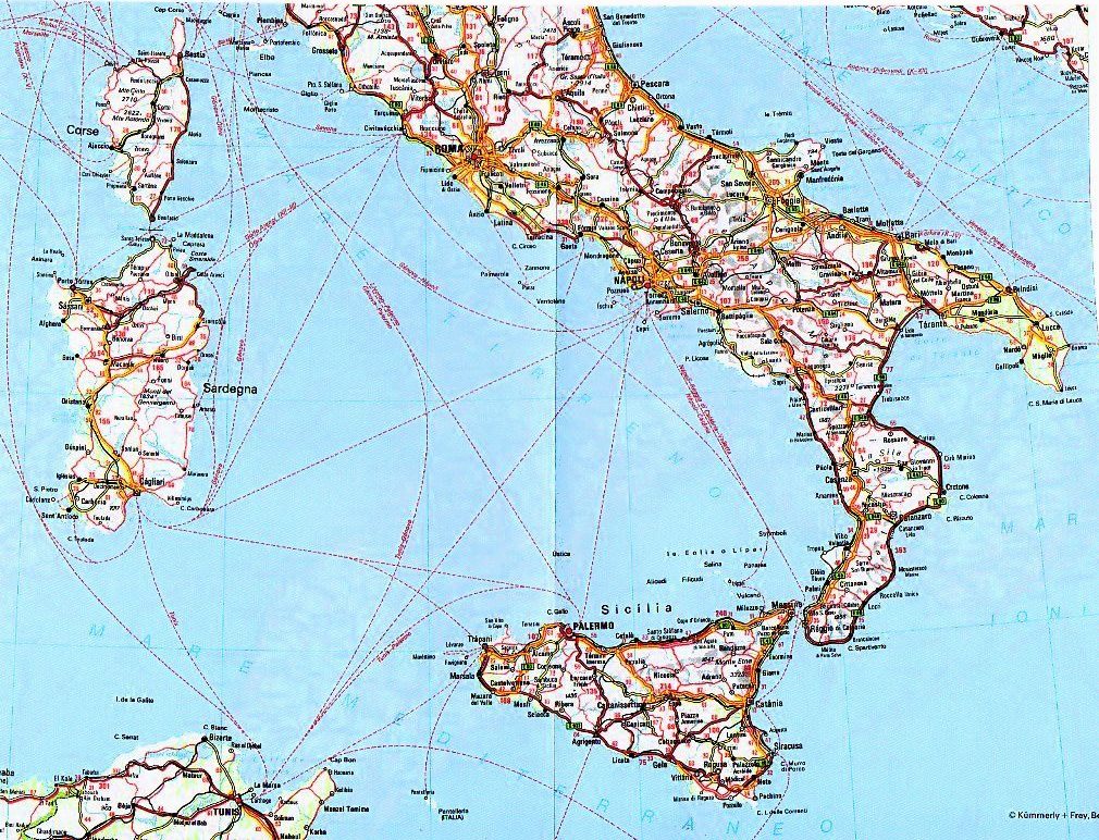 Una cartina del Sud Italia