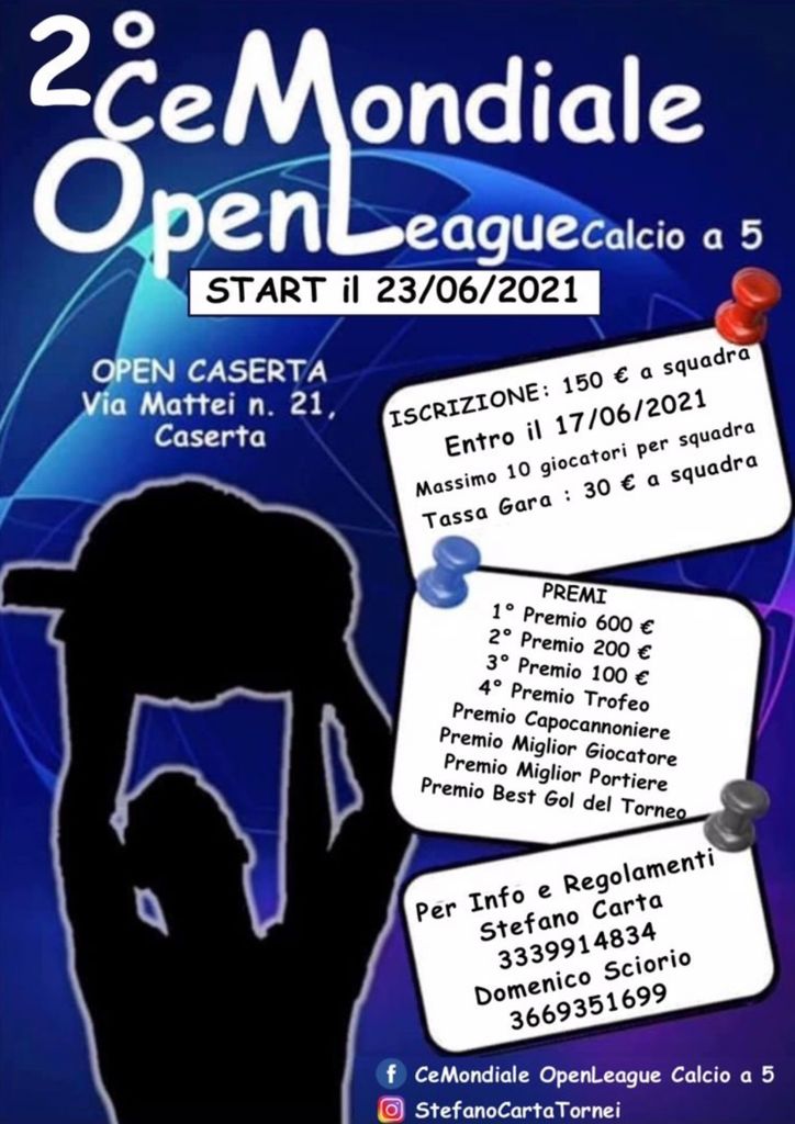 IL “CEMONDIALE OPEN LEAGUE” AI NASTRI DI PARTENZA. Grande attesa per il torneo amatoriale: ultimi giorni per le iscrizioni