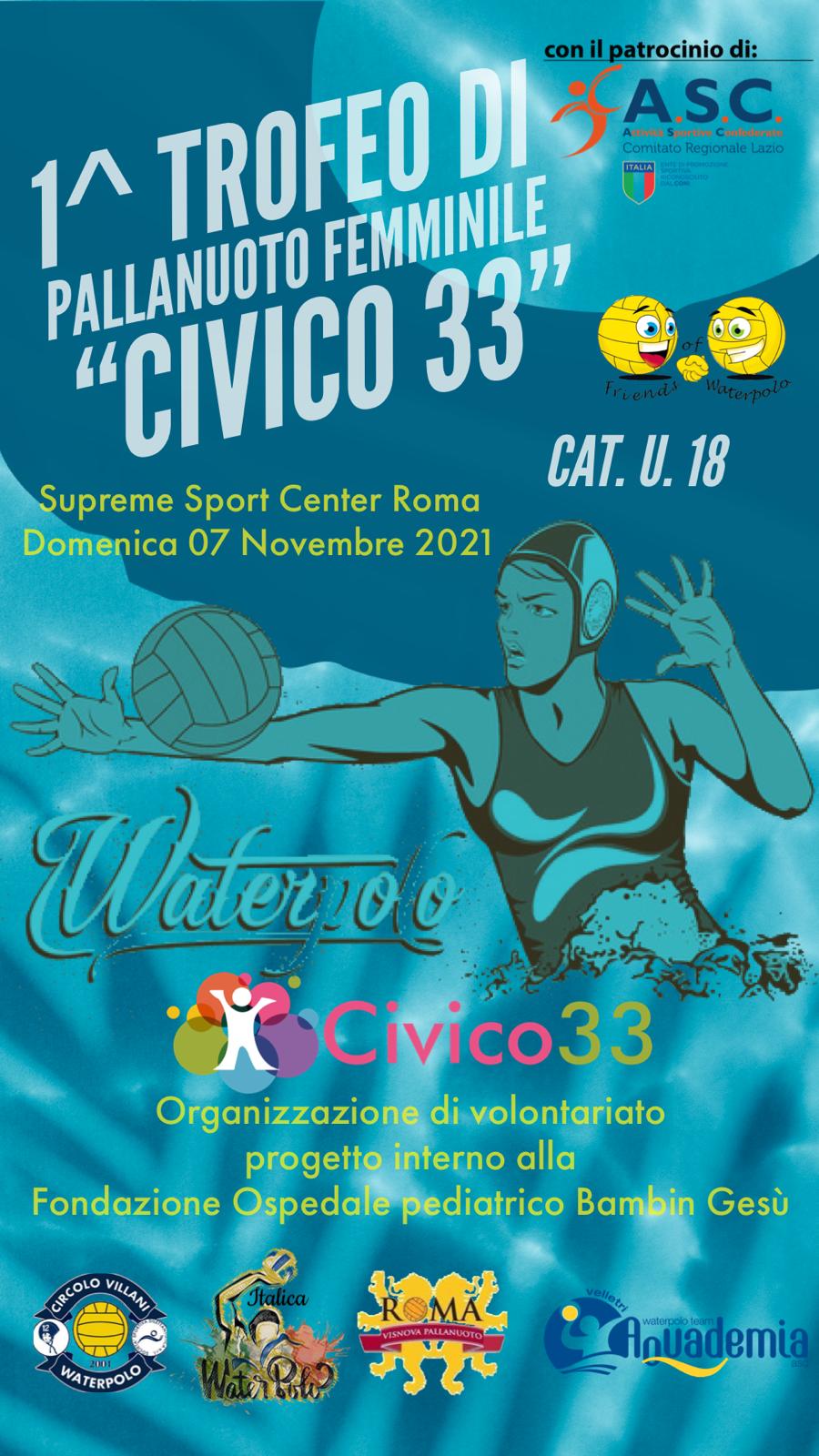 DOMENICA PALLANUOTO ROSA A ROMA. Anche il Villani Galilea al ‘1° Trofeo Civico 33’