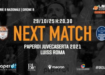 Caserta non al meglio contro la Luiss, coach Lardo: “Avversario molto fisico ed esperto. Mi aspetto l’aiuto dei nostri tifosi”